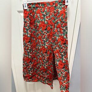 Red floral skirt